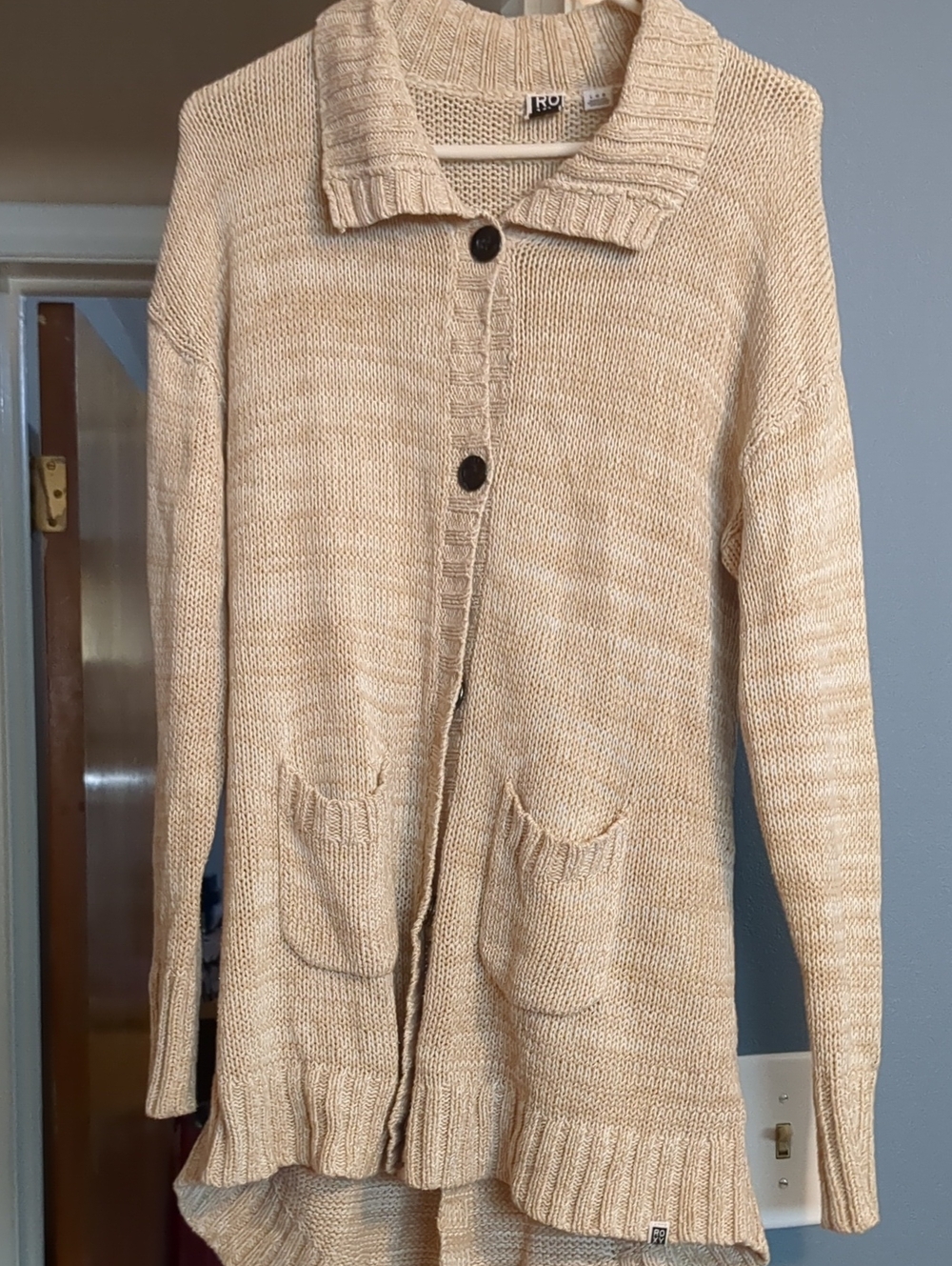 Knit Button-Front Cardigan in Cream